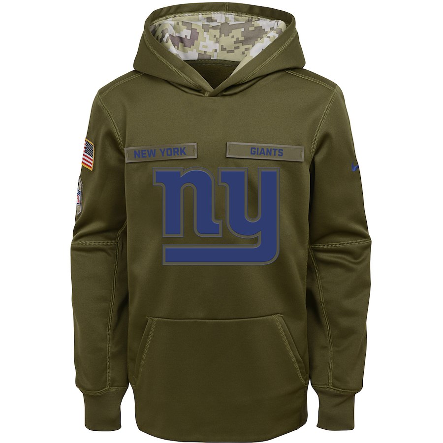 Youth New York Giants Olive Salute To Service Pullover Performance NFL Hoodie